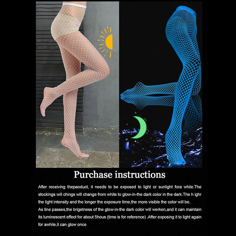 Stockings Women Lingerie Tights Party Sexy Fluorescent Socks High StretchCosplay Long Socks Summer Ultra Thin Fishnet Sock