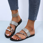 Sparkling Rhinestone Slides for Women - Comfy Open Toe Flats for Indoor & Outdoor Wear 2026 New