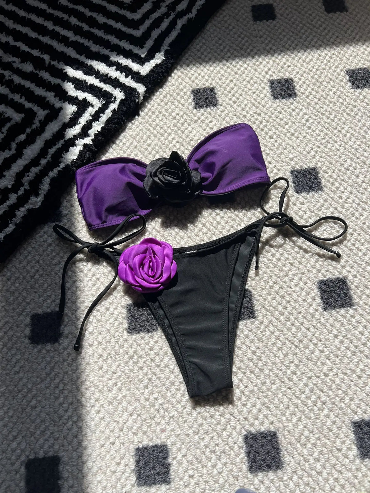 DEKA Brazilian Sexy 3D Flower Two Pieces Bikini Set Bandeau Swimsuit Women Swimwear Female Separate Biquini Beach Bathing Suit