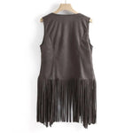 Open Front Tassel Cardigan Women's Fringe Vest Retro Sleeveless Jacket Cowgirl Western Outfits Outerwear