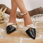 slippers women low heel cutoutslides shoes for womenmetal heel flip flops big size