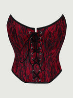 Corset Top Thin Without Lace Deep Red Body Shaping Chest Support Waist Tie Waist Tightening Corset Casaul Pure Desire Style Y43R