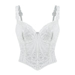 Sexy Lace Underwire Diamond Fishbone Crop Top Hot Girl Slim Fit Tank Top Women Top Deep V Suspenders Sleeveless Fashion J5O9