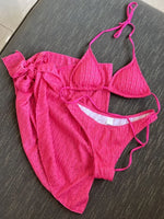 3pcs Sarong Beach Cover Up Skirt Wrinkled Bikini Women Swimwear Female Swimsuit Three-pieces Bikini Set Bathing Suit Swim Lady