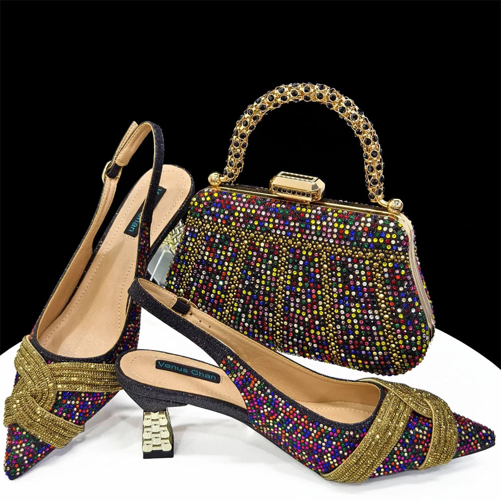 Doershow Lastest Italian Design Fashion Style Ladies Shoes with Matching Bag Set 2024 Nigerian Shoes and Bag Set HAS1-5