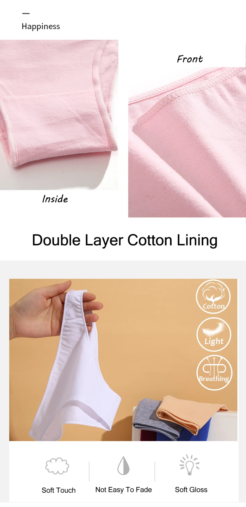 4Pcs Women's Cotton Briefs Seamless Women Sexy Panties Intimates Solid Color Breathable Underwear Female Low Waist Soft Lingerie