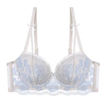 Antique French Lace Underwire Bra | Retro Petite Deep V Plunge Set | Summer Non-Padded Lingerie | Sexy Bridal Push Up Effect