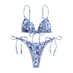 sexy floral print micro bikini blue and white porcelain bikini swimwear swimsuit women biquini thong bikini set bathing suits