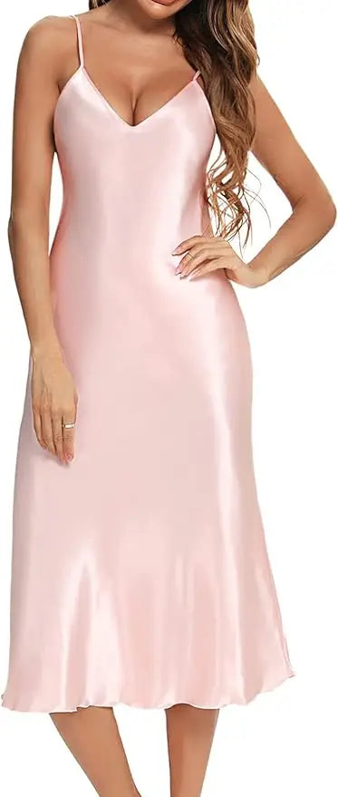 Women's Nightdress Spaghetti Strap V Neck Elegant Luxury Comfortable Breathable Loungewear Relaxing Daily Leisure Classic Style