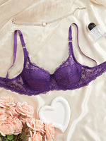 Fashion Sexy Floral Lace Bras Women Thin Push Up Brassiere Solid Comfort Breathable Lingerie Underwear