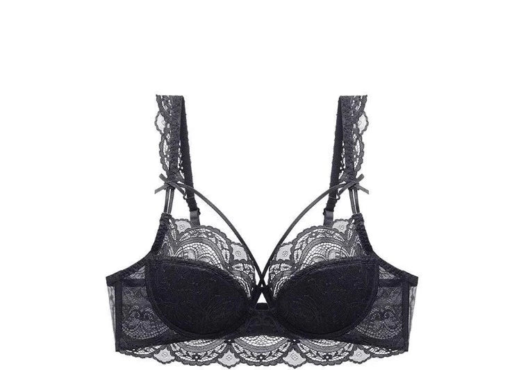 MOYISU Minimizer Bra French Lace for Large Bust, Anti Sagging Full Coverage Push Up Underwire Set, Sensuous Women Sexy Bra & Set