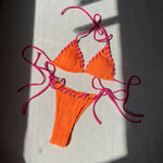 Sexy Micro Bikini 2025 Women Beige Brown Pink Weave Bandage Cross Crochet Swimsuit Brazilian Beach Bathing Suit Thong Swimwear