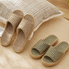Janpanest Style Cotton Linen Slippers For Womeen Men Leisure House Shoes Striped Style Anti-slip Couples Home Breathable Slides