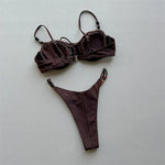 Dark Brown Bead String Swimwear Sexy Push Up Bikinis Sets Micro Thong Swimsuit Women Brazilian Bikini 2026 Mujer Swimming Suit