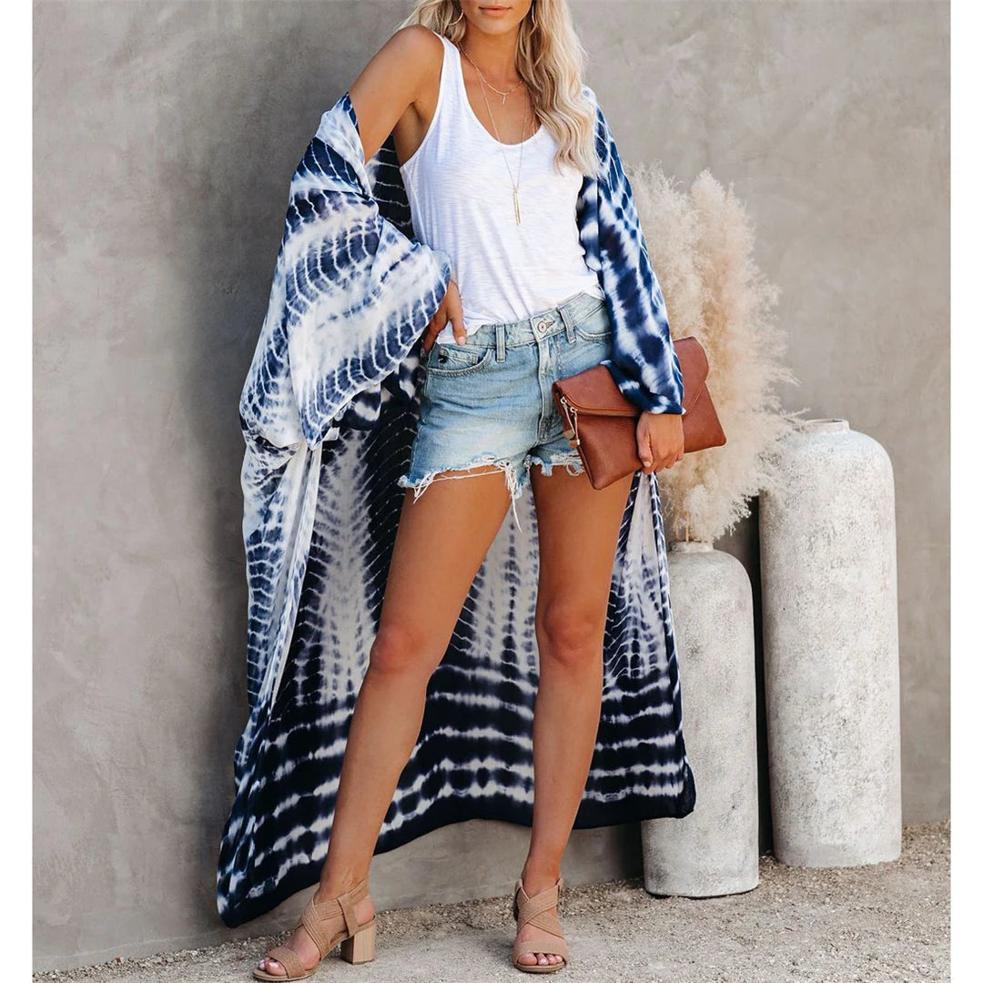 New 10 Colors Printed Long Sleeve With Belt Tunic Beach Cover Up Cover-ups Beach Dress Beach Wear Beachwear Female Women V4521