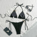 Sexy White Yellow Micro Bikini 2026 Women Metal Flower Push Up Bra Bandage Triangle Swimsuit Beach Bathing Suit Holiday Swimwear
