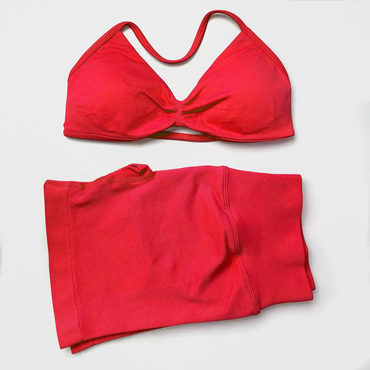 2 Pieces Gym Set Women Workout Clothes Scrunch Shorts Set Halter Sports Bra Fitness Top Woman Sportswear Yoga Set Outfits