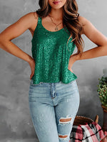 2026 Summer Fashion Women's Tanks Sexy Sequins Camisole Lady Casual Sliver Women's Strap Top Night club Streetwear Y2K Dress up