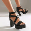 Spring and Summer New Model Fashion Chunky Heel Women's Sandals Open-toe Buckle Platform Sexy Party Women's Shoes High 11cm