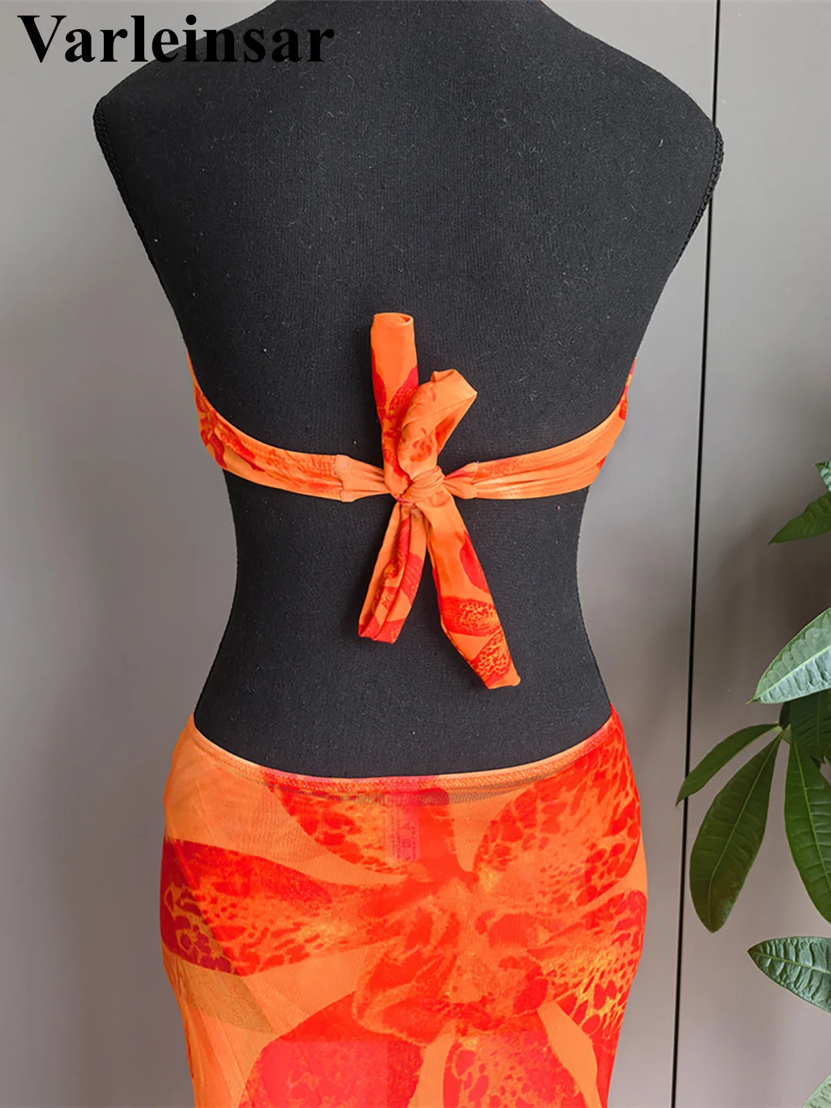 New With Skirt Metal Flower Printed Bikini Female Swimsuit Women Swimwear Three-Pieces Bikini Set Bather Bathing Suit Swim V7285