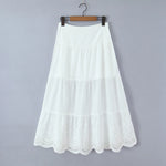 New Style Vacation Casual Long Skirt Half Transparent Lace Trimmed Mesh Splicing Hollow Embroidery Fairy Long Skirt Elegant TGER
