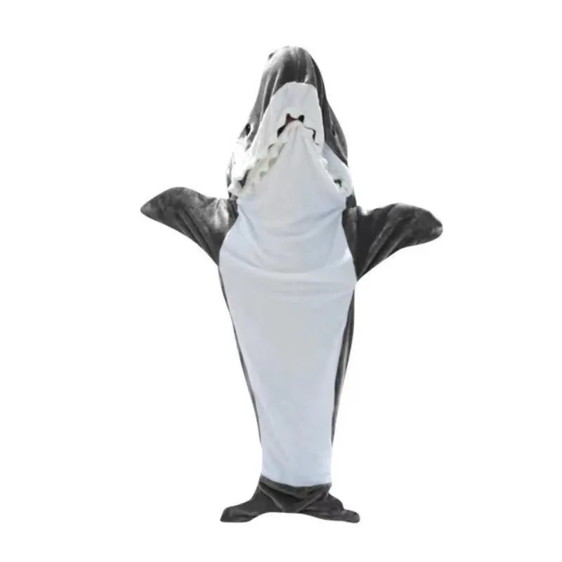 Cartoon Shark Blanket Cover Sleeping Bag Pajamas Office Nap Fabric Mermaid Winter Shawl for Children Adult Homewear Couple Pink