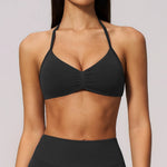 Women's Seamless Halter Yoga Bra Open Back Fitness Sport Underwear Shockproof Push-up Runnings Crop Top Female Workout Underwear