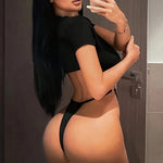 hirigin Women Lingerie Thong Jumpsuit Solid Color Short Sleeve Round Neck Slim Fit Bodysuit Rompers Bodycon Sleepwear