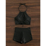 Sexy High Neck Bikini Sets Two Pieces High Waist Swimsuit Shorts Swimwear Female Thong Brazilian Biquini Beachwear Bathing Suit