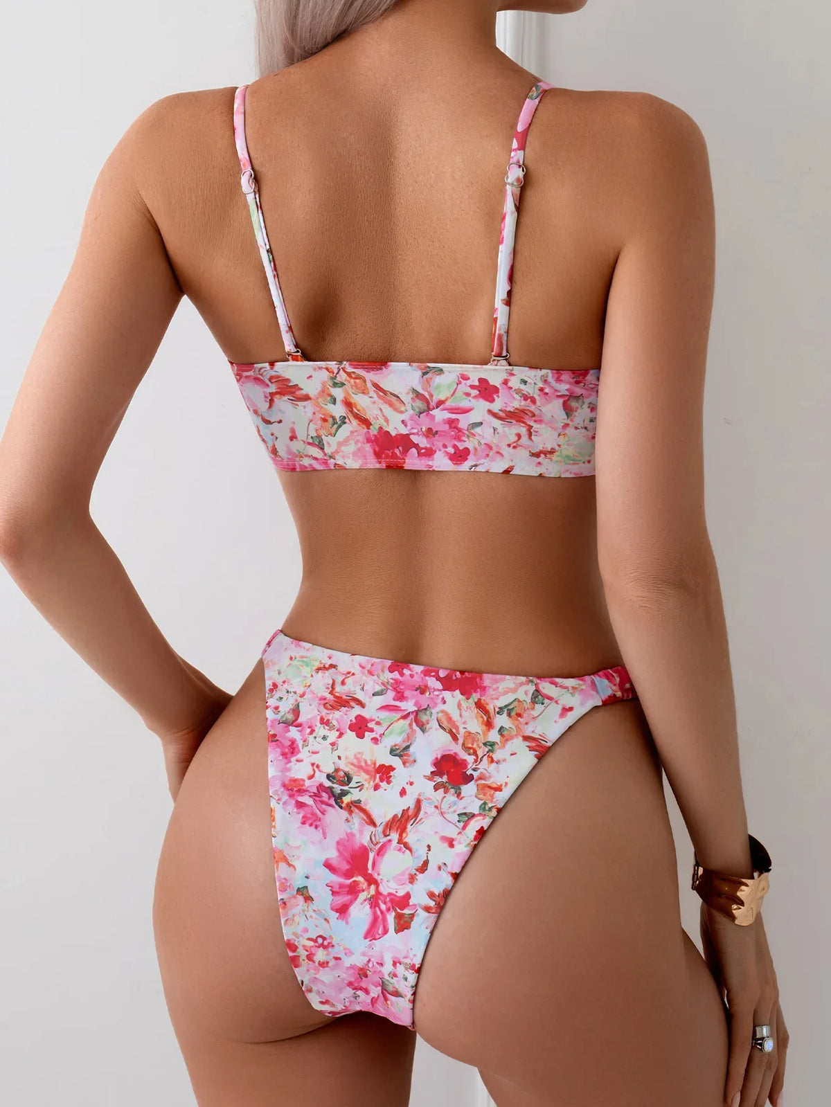 New Sexy Floral Print Bandeau Bikini 2026 Women Swimwear Female Swimsuit Two Pieces Thong Bikini Set Bather Bathing Suit Beach