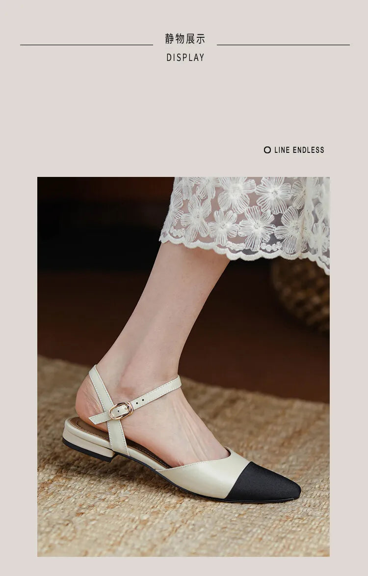 New 2025 Summer Women's Sandals Elegant Medium Heel Toe Mules Comfortable Office Women's Shoes Buckle Heels Dress Shoes