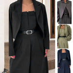 Women's Business Outfit Cropped Blazer Strapless Tube Top Jumpsuits 2 Piece Suit Set Belted Wide Leg Romper Office Work Clothes