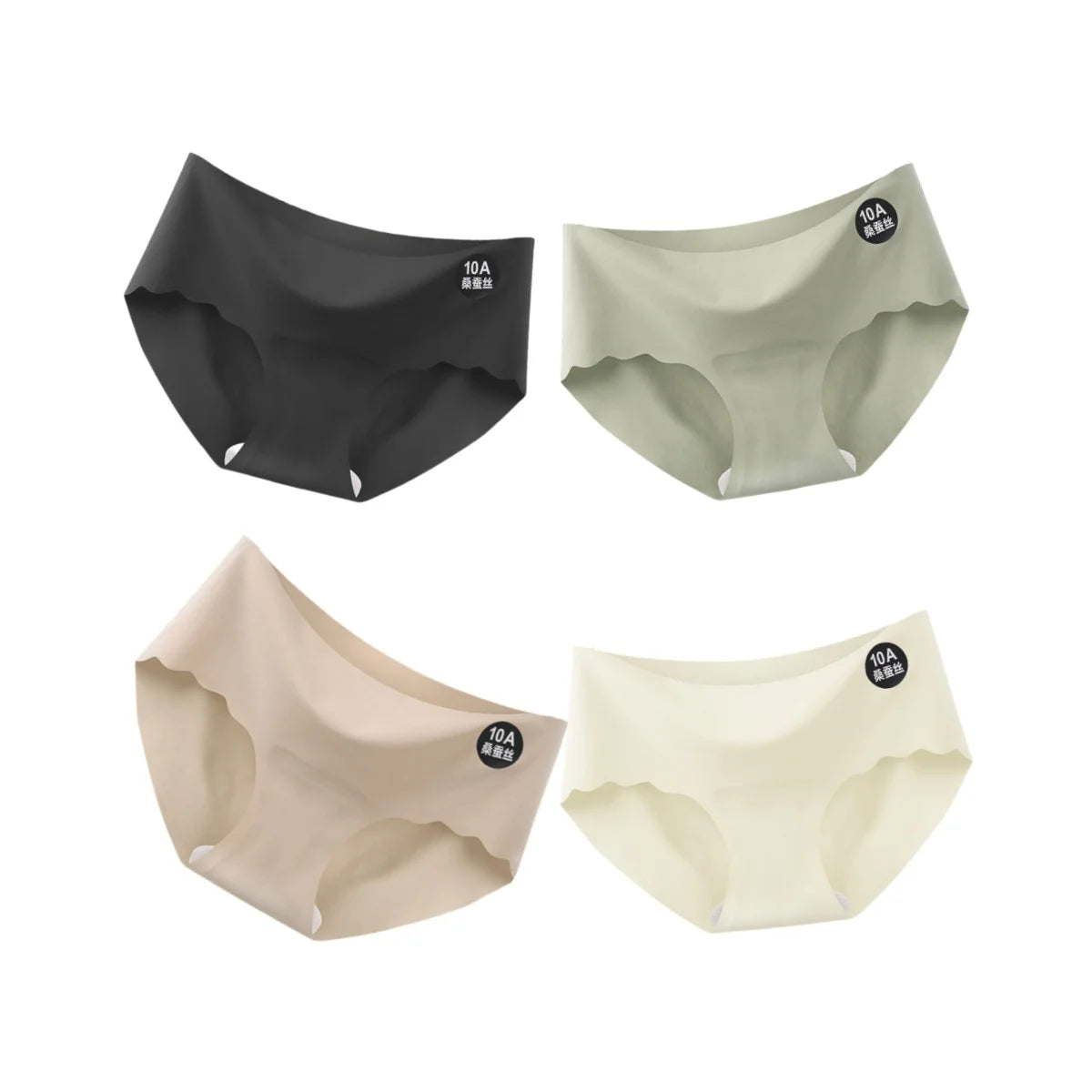 4Pcs/Set Ice Silk Panties Women Low-Waist Stretch Briefs Female Underpants Sexy Lingerie Solid Color Invisible Intimates M-XL