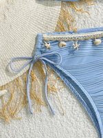 XS - XL Wrinkled High Cut Bandeau Bikini Women Swimwear Female Swimsuit Two-pieces Bikini Set Shells Bather Bathing Suit Swim