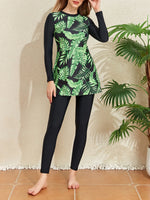 Print Muslim Modest Swimwear Women Swimsuit Burkini Sets Full Cover Islamic Long Sleeve Swimming Suit For Woman Bathing Suits