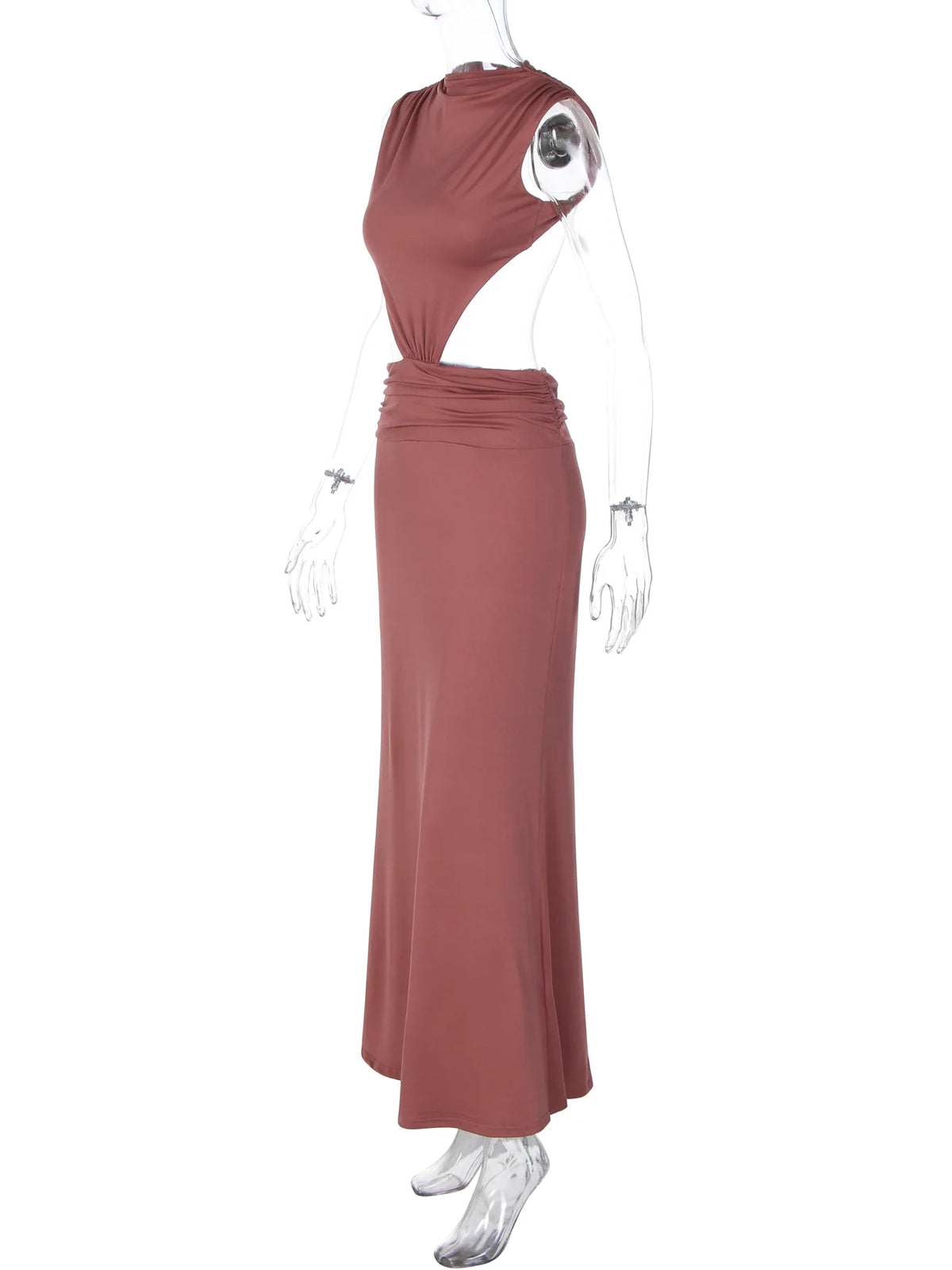 FDYOUI Elegant Sexy Sleeveless Backless Long Holiday Beach Dress Women Chic Hollow Out Solid Long Maxi Evening Party Dresses