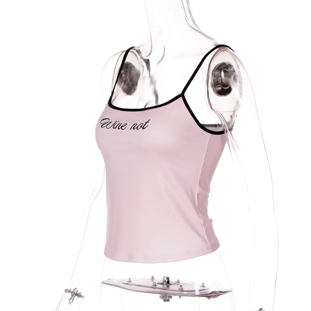 FDYOUI Y2K Camisole Tops for Women Spaghetti Strap Letter Print Pink Corset Y2K Streetwear Girls Backless Cropped Tank Top Black
