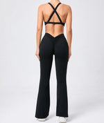 Women's Seamless Yoga Sets Brushed Fabric Flared Hip-Lifting Pants Cross Beauty Back Bra Suits Gym Workout Fitness Training Sets