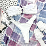 Sexy Wrinkled Bandeau Strapless Bikini Women Swimwear Female Swimsuit Two-Pieces Bikini Set Bather Bathing Suit Swim Lady V3367L