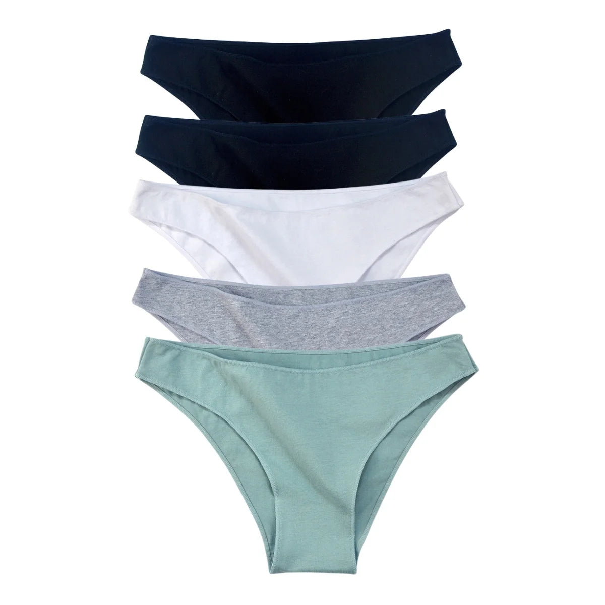 5Pcs/Set Cotton Classic Panties Women Low Rise Briefs Solid Color Breathable Underwear Sexy Lingerie Intimates Underpants M-XXL