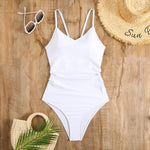 2025 New Brown Bodysuit One Piece Swimsuit Women Thong Swimwear Sexy Backless Bathing Suit Woman Monokini Beach Wear Black White