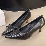 2026 Size 42 Vintage y2k Flowers Black Pointy Toe Slingback Pumps Cross-strap Summer 5cm Kitten Heels White Lady Shoes Women
