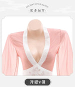 Women Sexy Lingerie Hanfu Dress Cosplay Costume Deep V Erotic See-through Pink Chinese Ancient Style Temptation Dresses