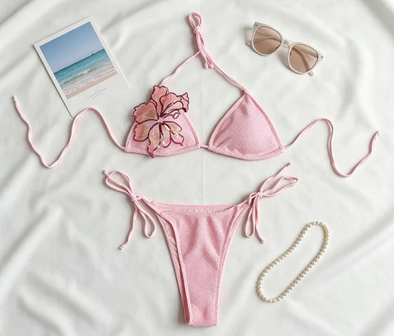 Halter 3 Pieces Sexy Bikini With Mini Skirt Women Swimsuits Female Swimwear Bathing Suit Swimming Suits Cover Up Beach Biquini