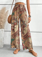 Women's 2026 Summer Versatile Printed Elastic Waist Wide Leg Pants