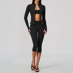 Yoga Set 3PCS Women's Tracksuit Workout Outfit Zipper Fitness Long Sleeved Sportswear Gym Clothes Female Sports Bra Yoga Clothes
