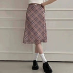 Sweet Skirts Chic Plaid Mini Skirt High Waist A-Line Korean Sle Commute Spring New Arrival Women's Fashion Mid-Length Skirts I3G
