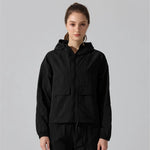 Outdoor Windproof Mountaineering Jacket Women Fashion Lightweight Sun Protection Sports Hooded Top Casual Loose Hiking Yoga Suit