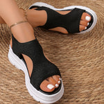 Summer Hollow Out Platform Sandals Women Fashion Open Toe Arch Support Sandal Woman Thick Bottom High Heel Sports Sandals Female