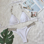 DEKA Diamond Bikini Set Brazilian Rhinestones Halter Women Swimwear Female Swimsuit Two-pieces Bikini Bather Bathing Suit Swim